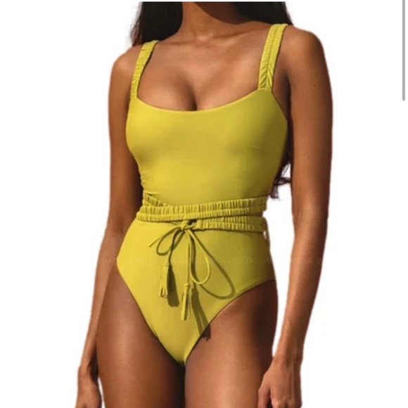 Andrea Iyamah Women's Anti Belted One-Piece Swimsuit in Wasabi XL NWT - Picture 1 of 9